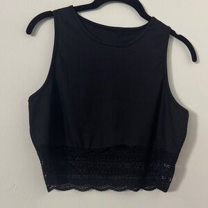 Black Lace Trim Crop Top
